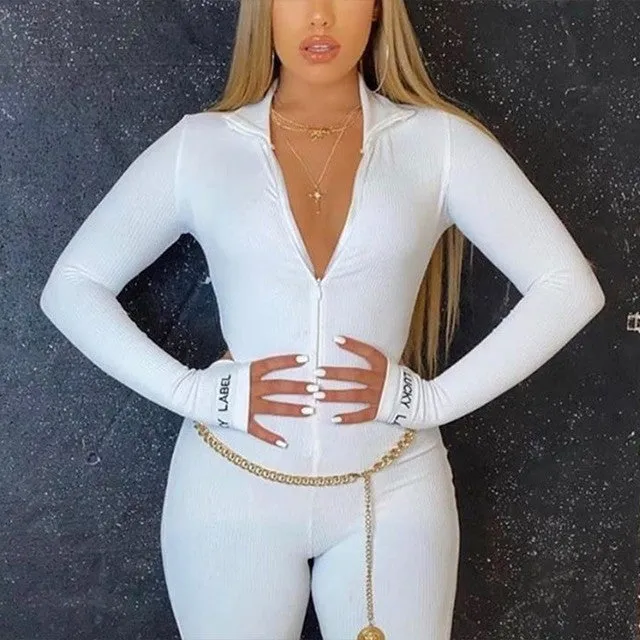 Ladies letter lucky cutout biker Bodycon bodysuit