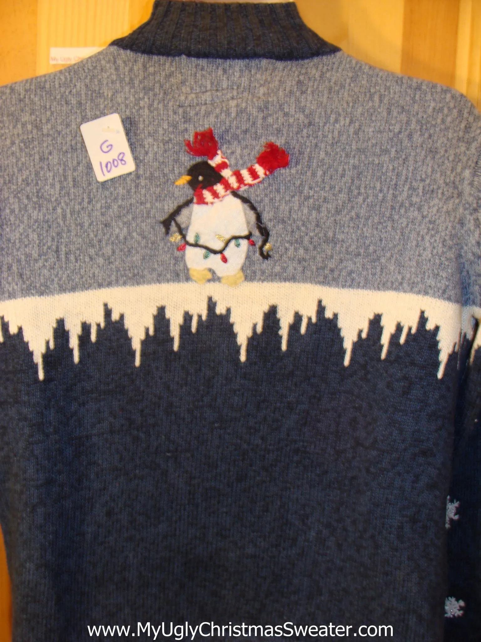 Light Up Christmas Sweater Penguins Ice and Snow