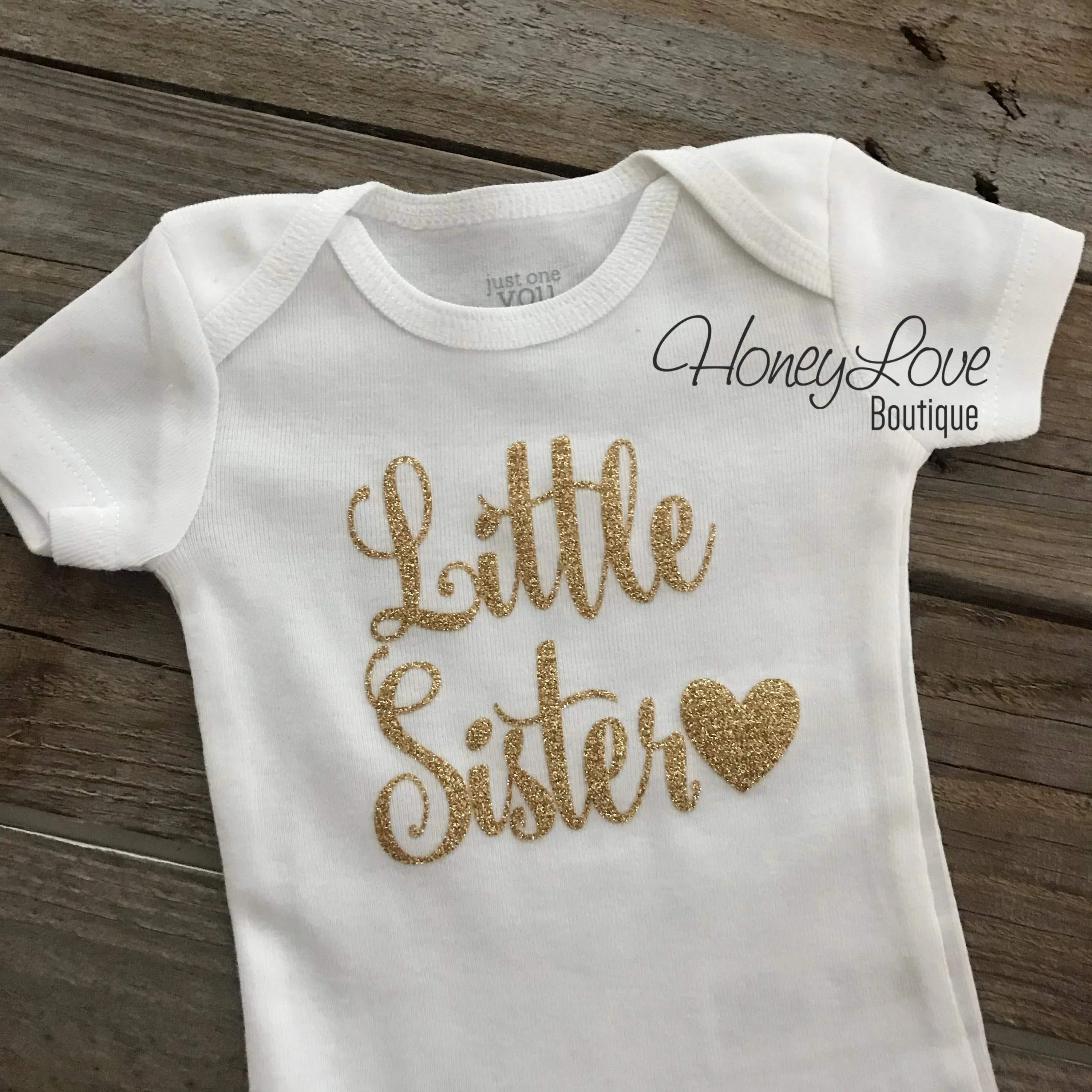 Little Sister - Peach and Gold Glitter