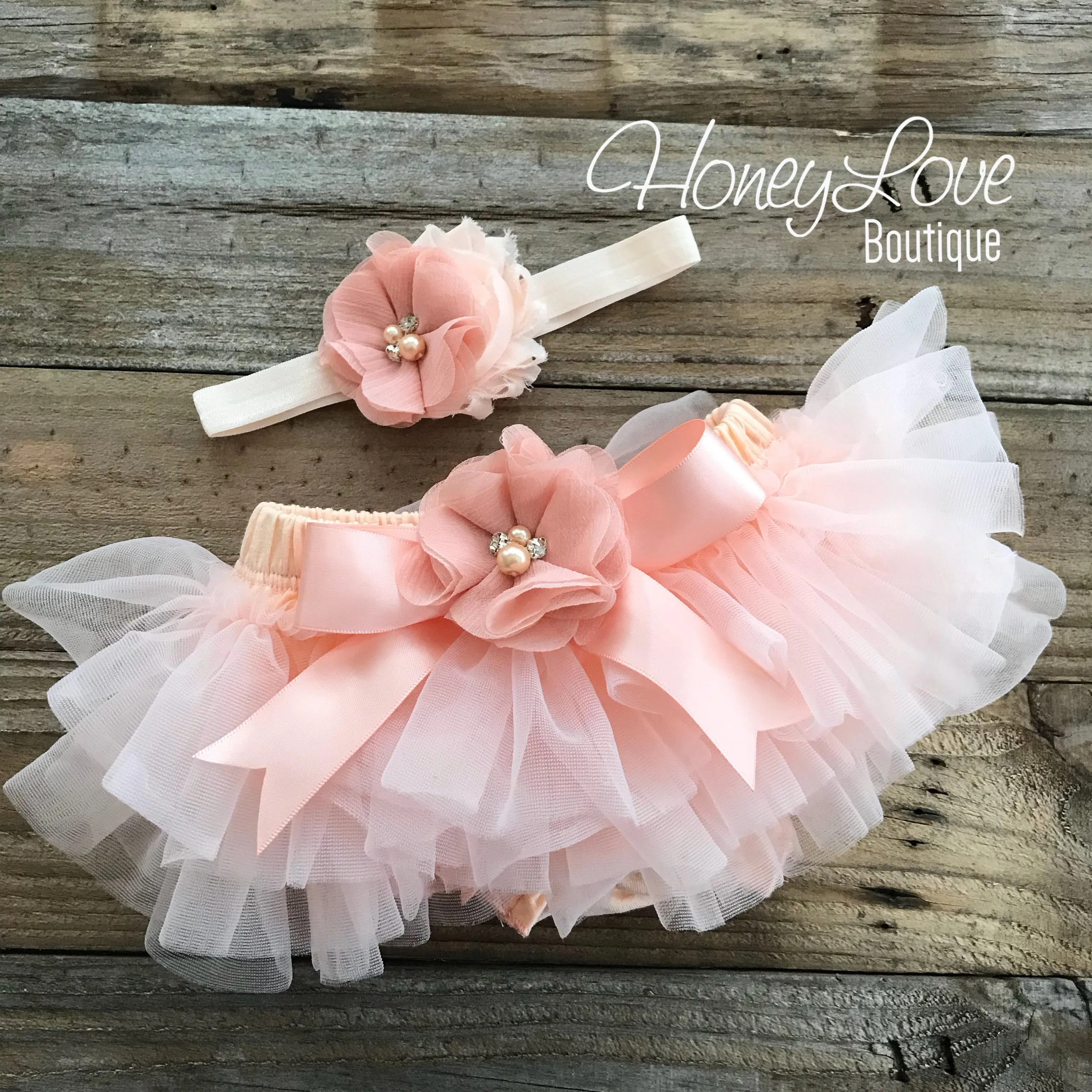 Little Sister - Peach and Gold Glitter