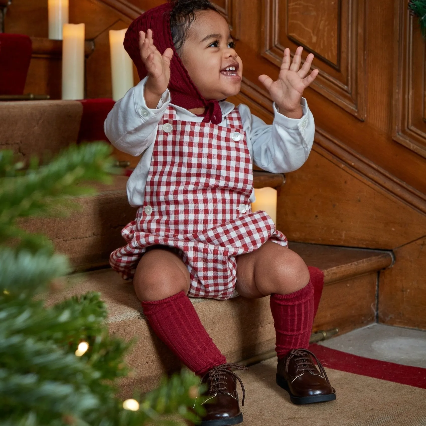 Loan Romper in Large Red Gingham Twill