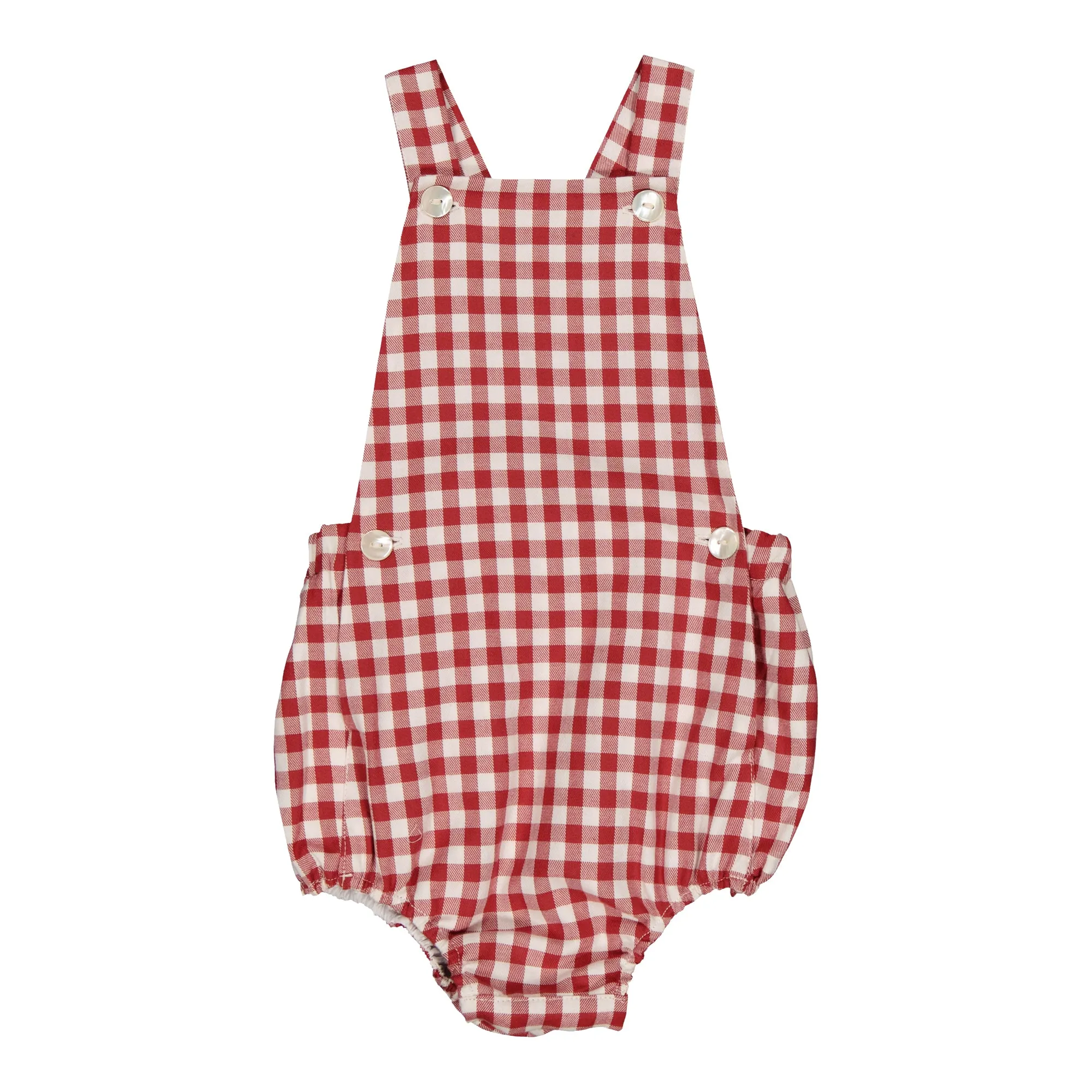 Loan Romper in Large Red Gingham Twill