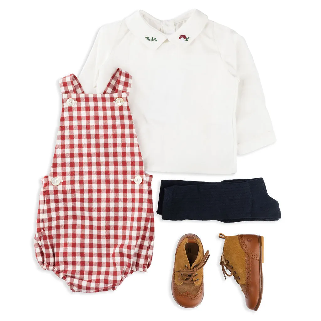 Loan Romper in Large Red Gingham Twill