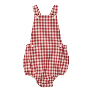 Loan Romper in Large Red Gingham Twill