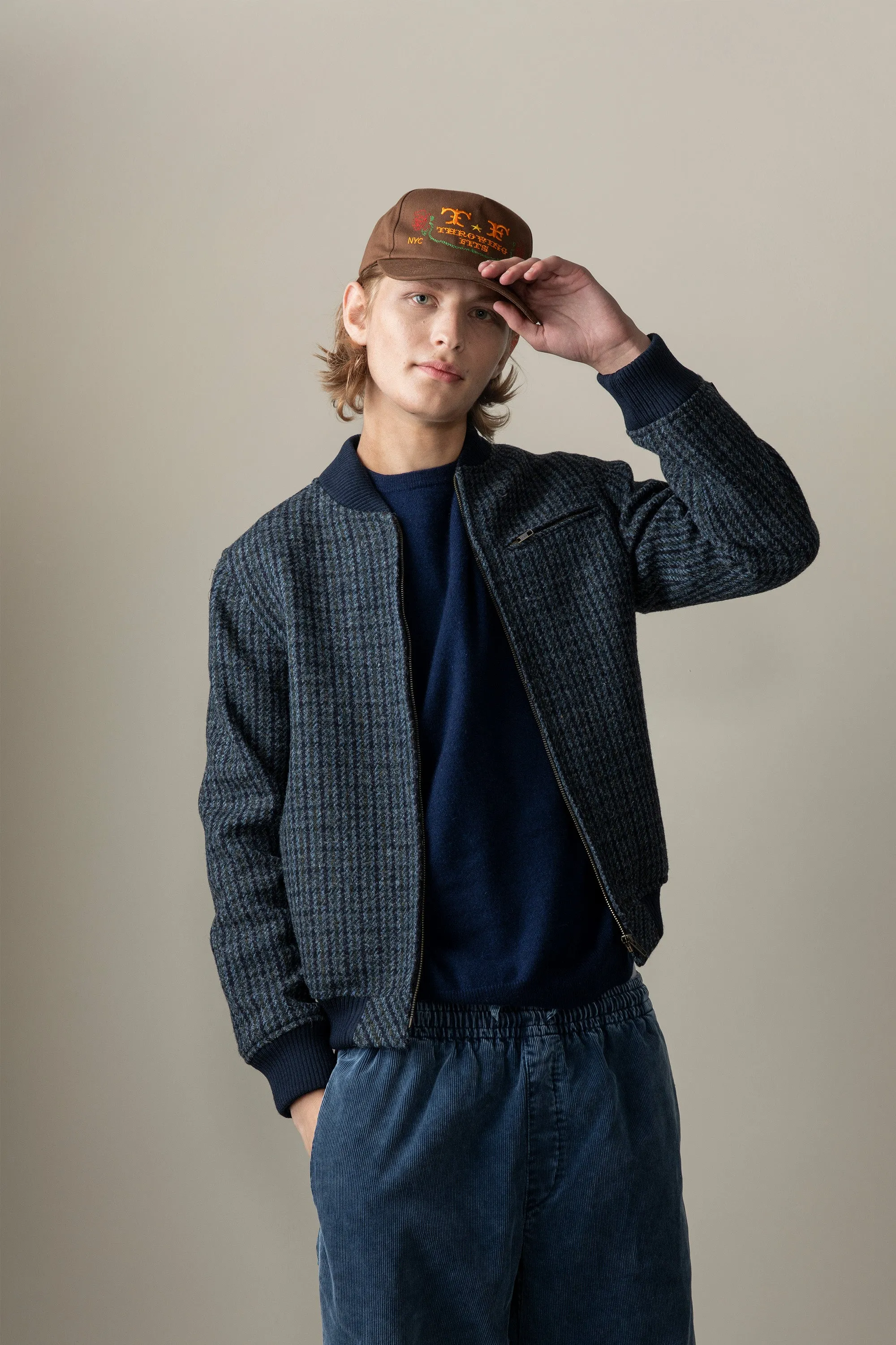 Men's Harris Tweed Bomber Jacket - Dogstooth