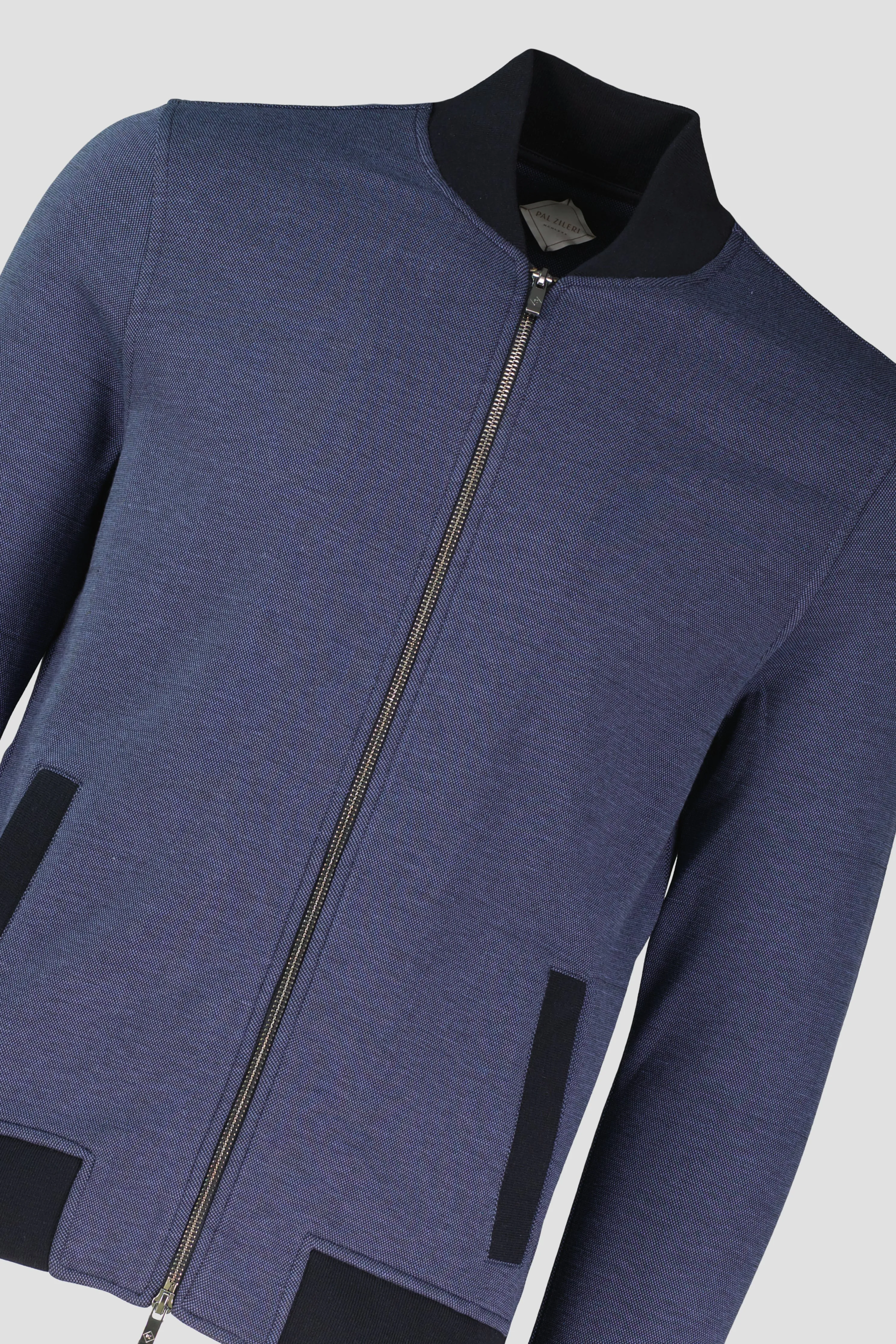 Men's Pal Zileri Navy Jersey Bomber Jacket