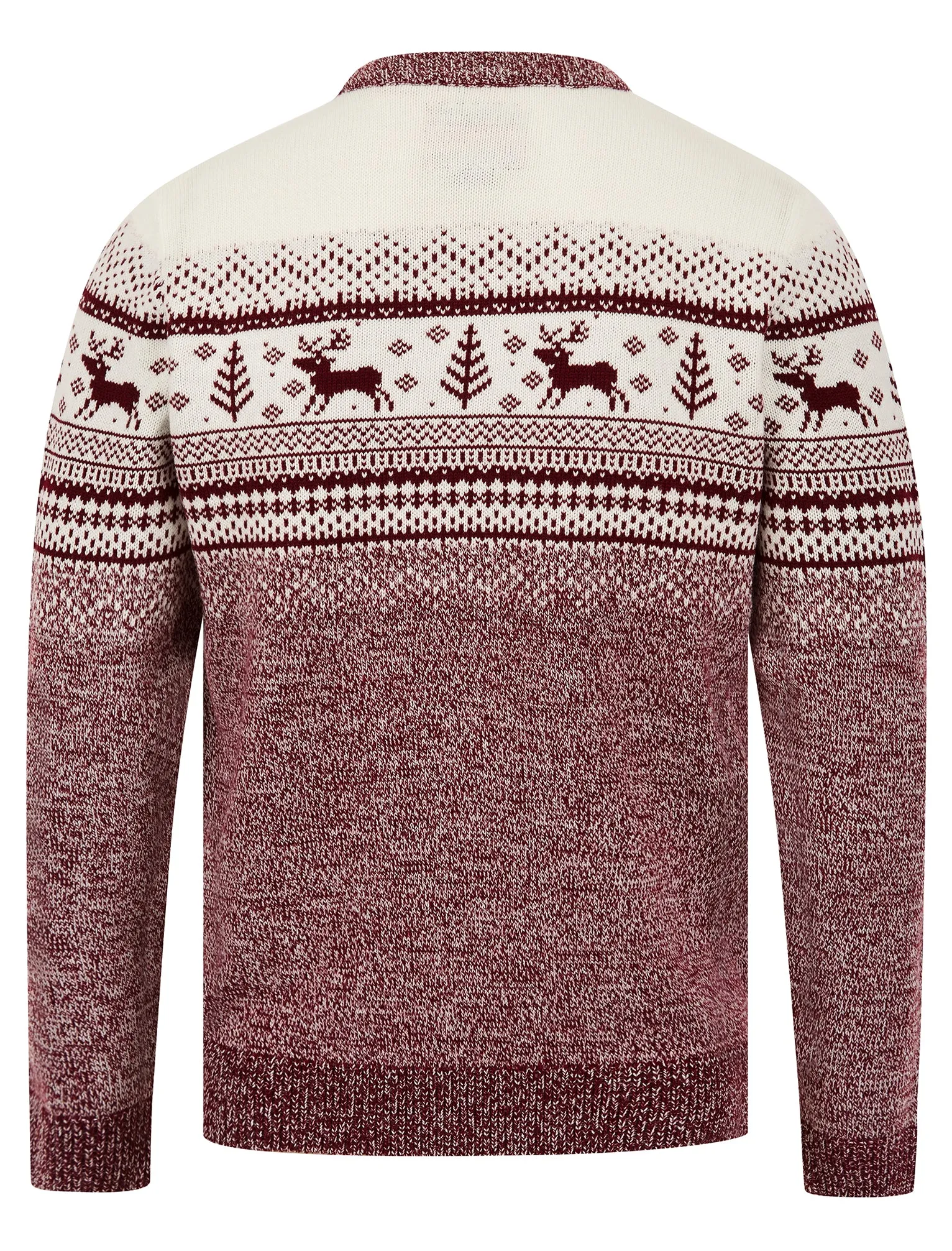 Men's Rifkin Jacquard Nordic Fair Isle Knitted Christmas Jumper in Claret Twist  - Merry Christmas