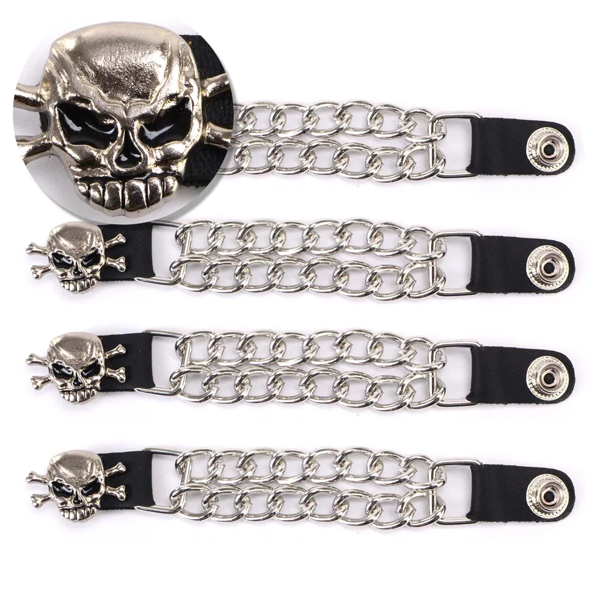 Milwaukee Leather MLA6041SET Skull and Cross Bones 4-PCS Vest Extender