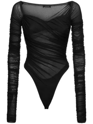 MUGLER   Draped long sleeve bodysuit 