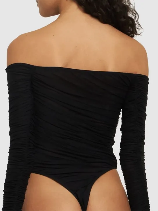 MUGLER   Draped long sleeve bodysuit 