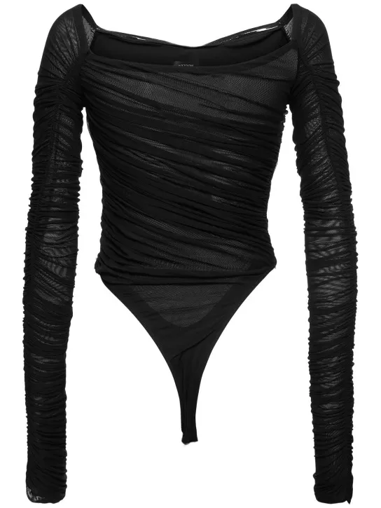 MUGLER   Draped long sleeve bodysuit 