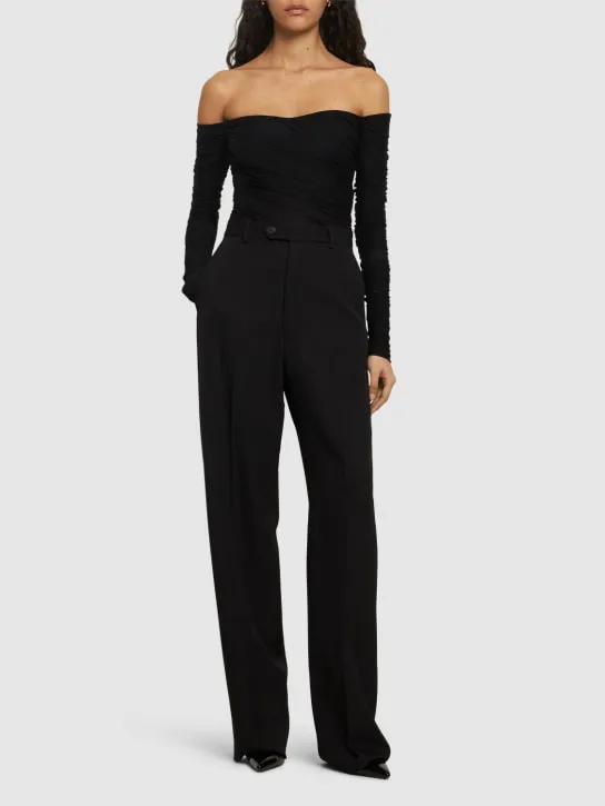 MUGLER   Draped long sleeve bodysuit 