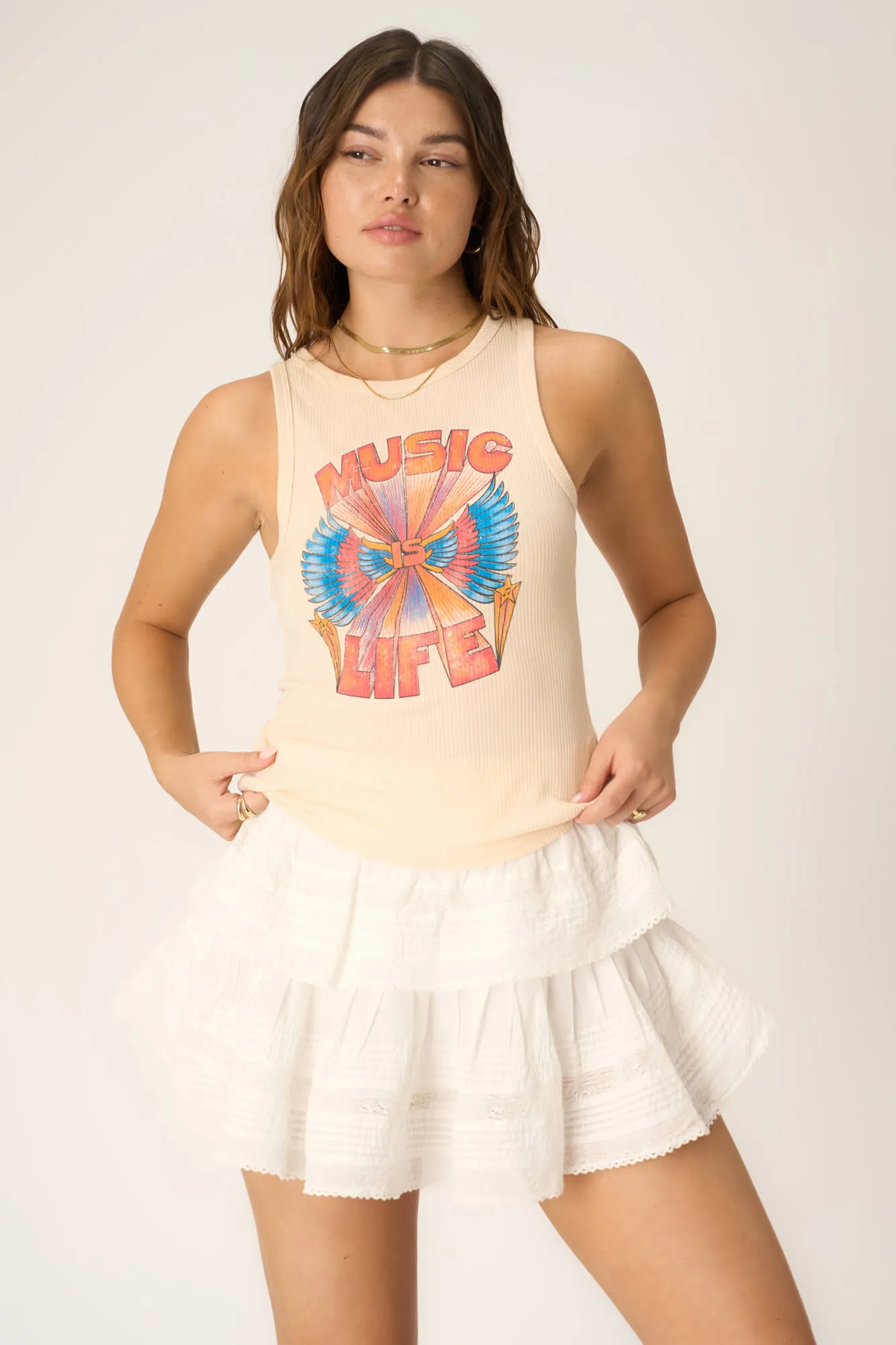 Music Is Life Tank - Chalk