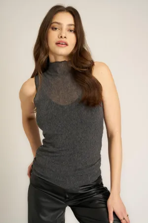 On The Town Layered Mesh Tank - Black