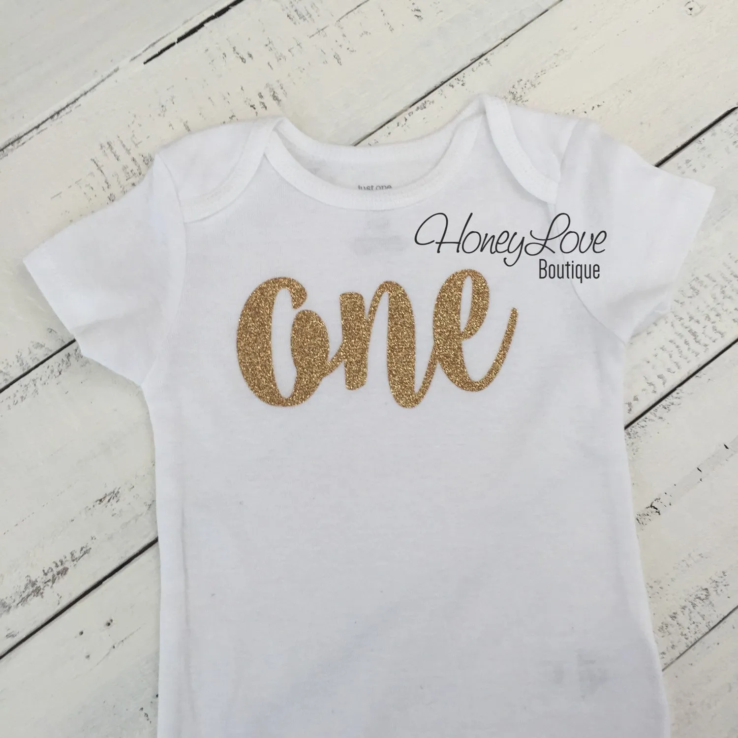 One - Birthday Outfit - Gold or Silver with light pink