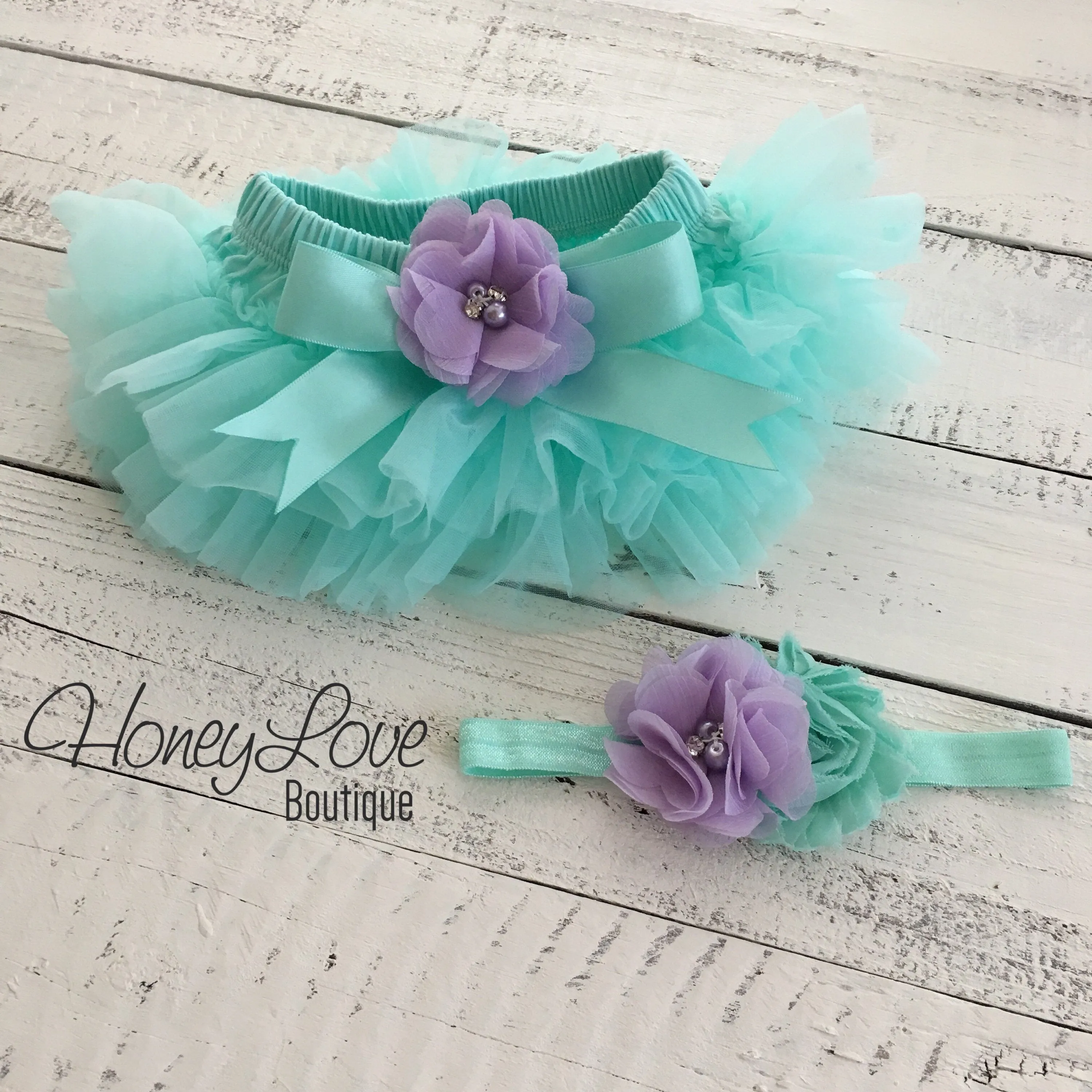 One - Birthday Outfit - Mint/Aqua, Lavender Purple and Silver/Gold glitter - embellished tutu skirt bloomers