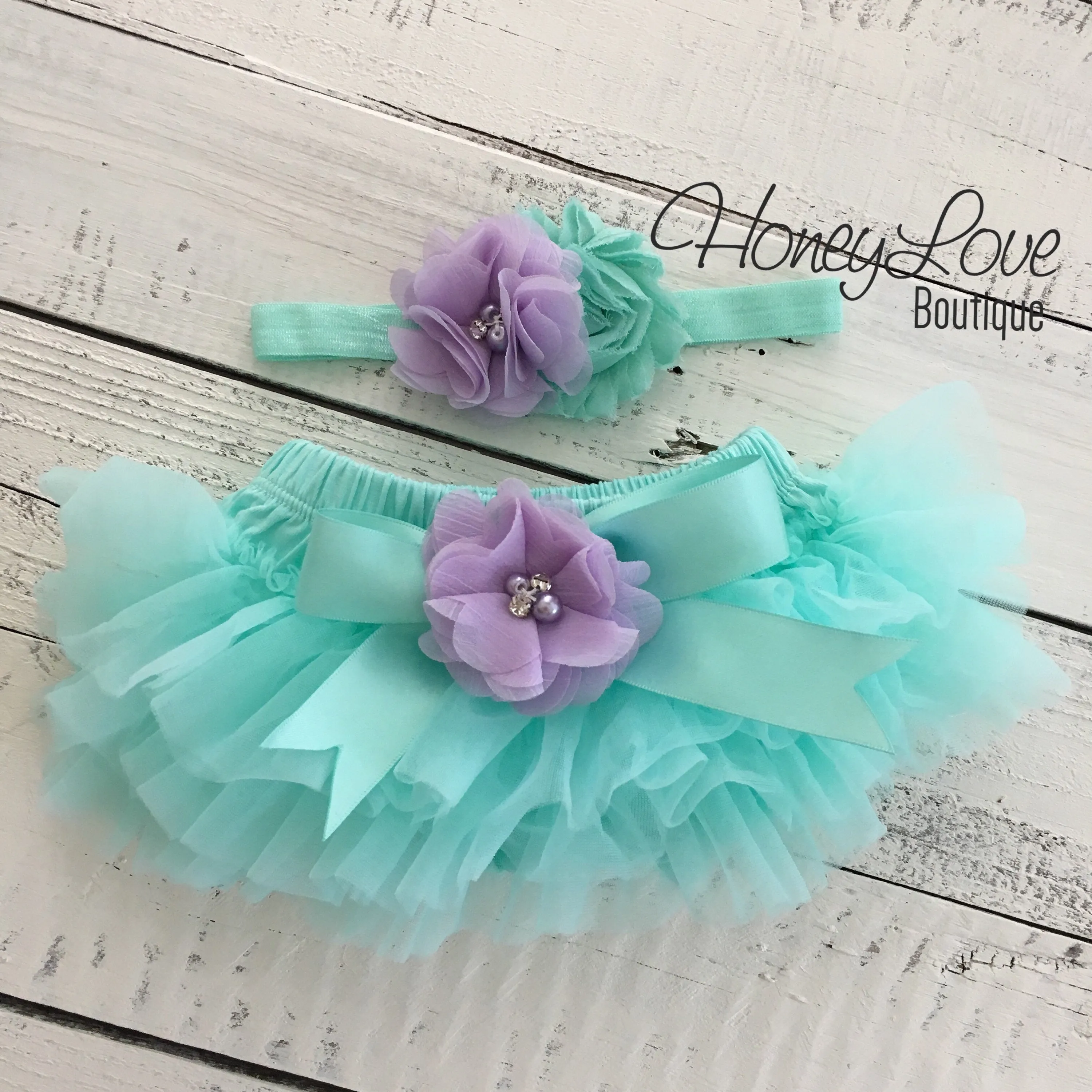 One - Birthday Outfit - Mint/Aqua, Lavender Purple and Silver/Gold glitter - embellished tutu skirt bloomers