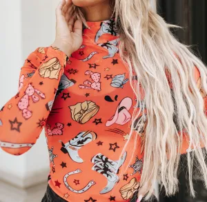 Orange Sheer Bodysuit