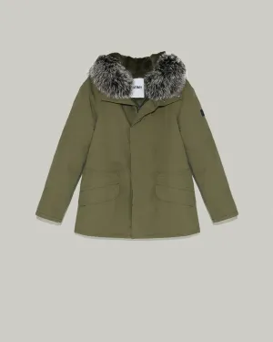 Parka iconique en coton technique avec fourrure de renard et lapin