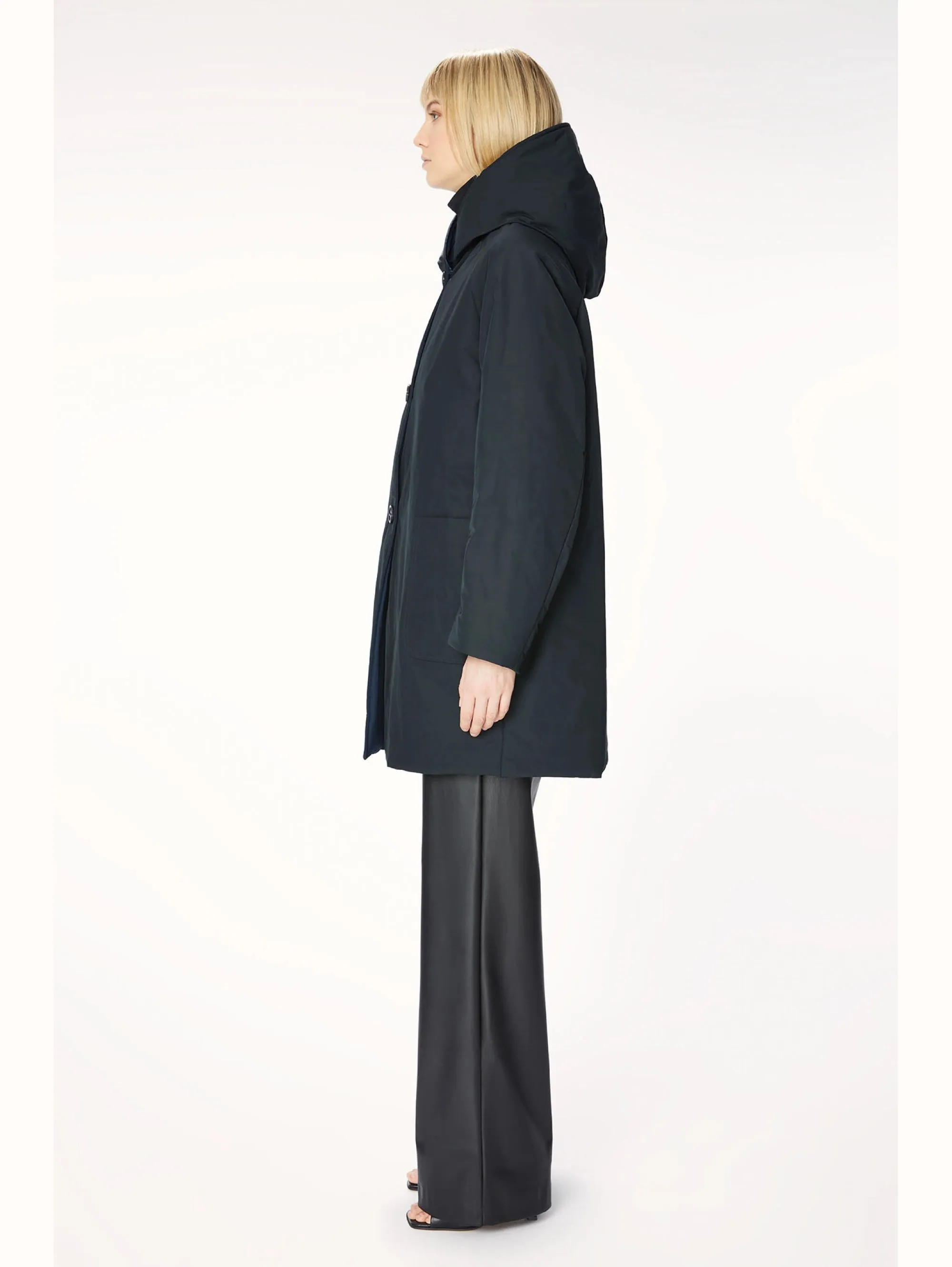 Parka Reversibile in Nylon Memory Nero/Blu