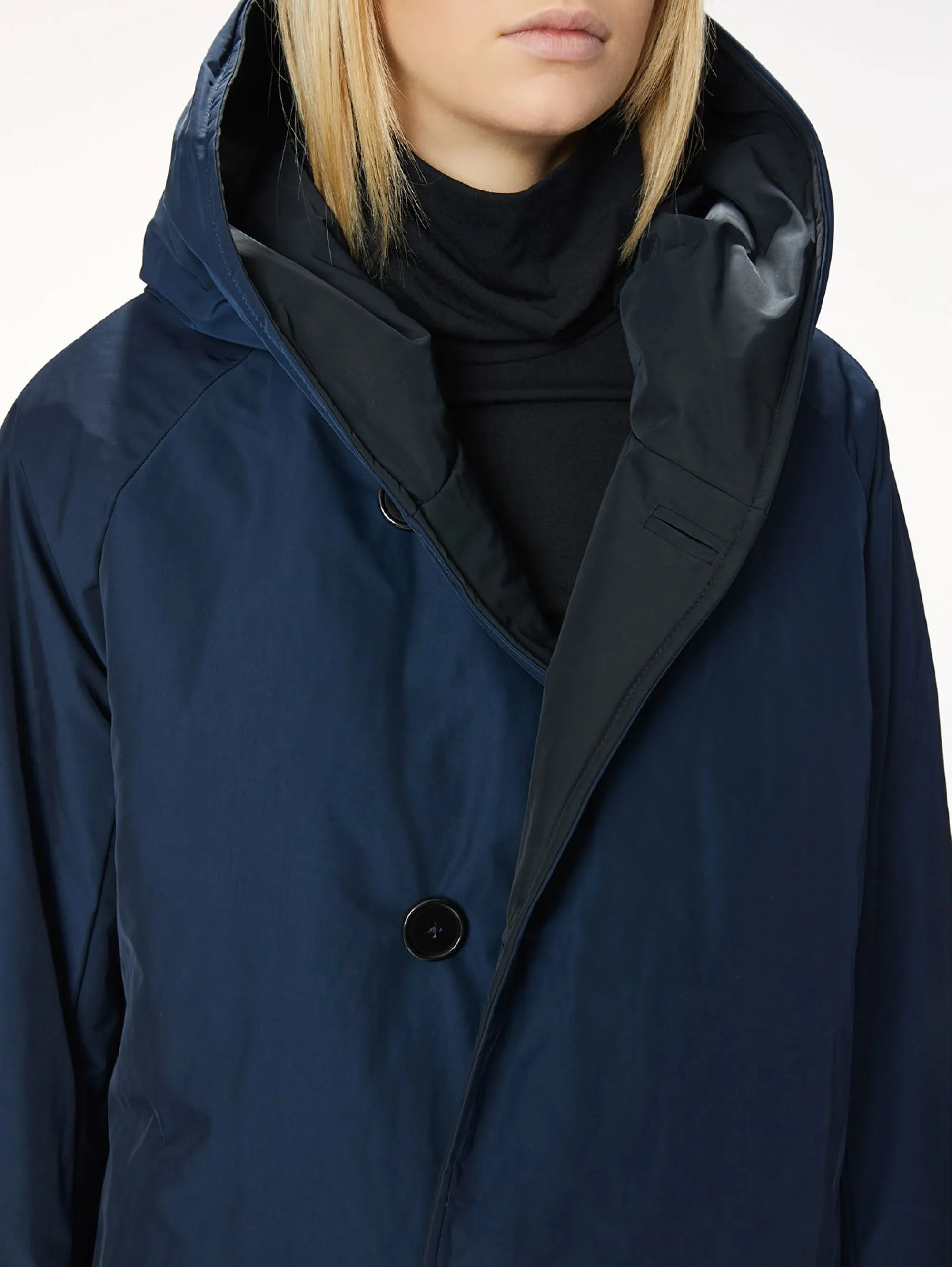 Parka Reversibile in Nylon Memory Nero/Blu