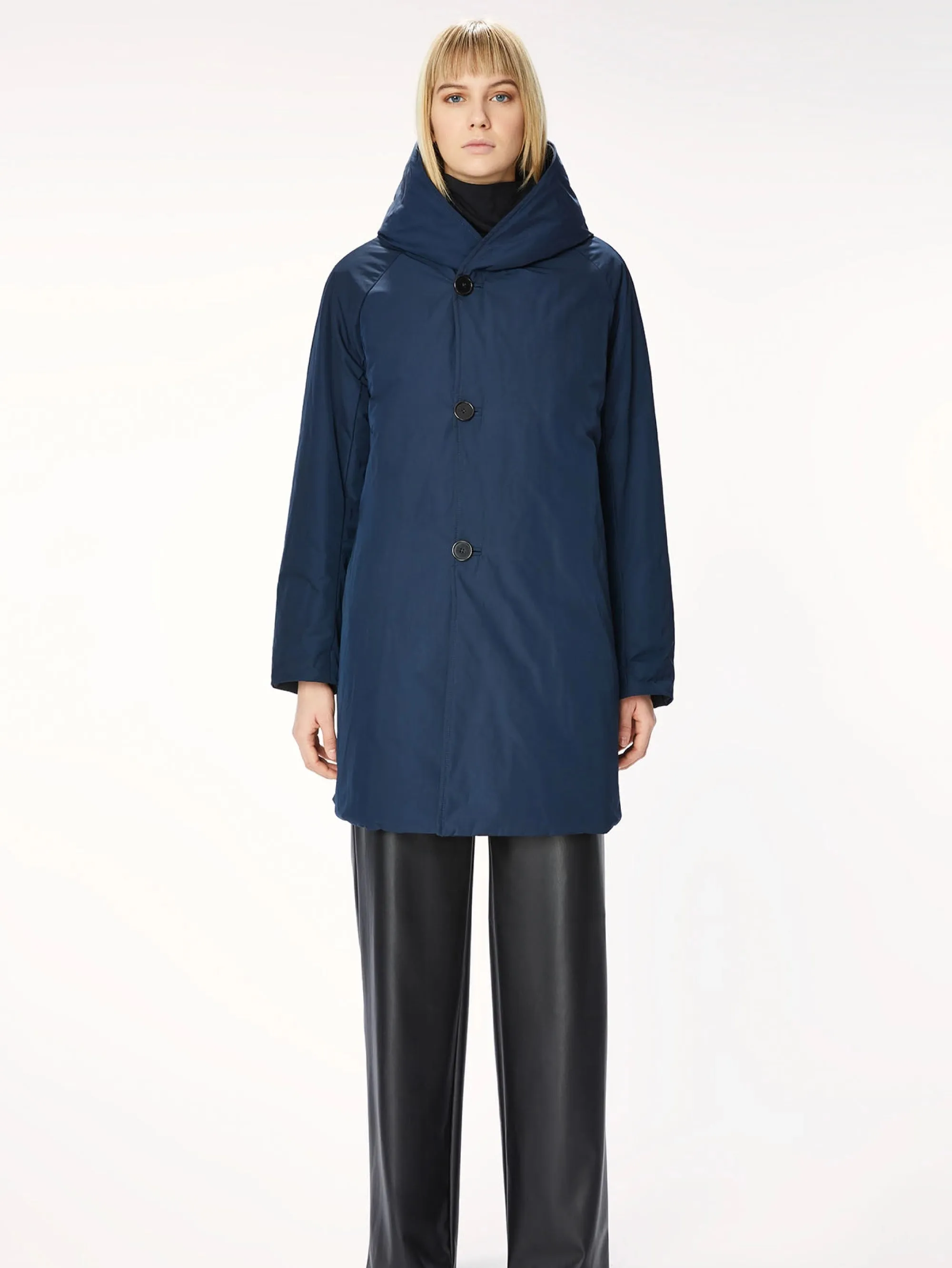 Parka Reversibile in Nylon Memory Nero/Blu