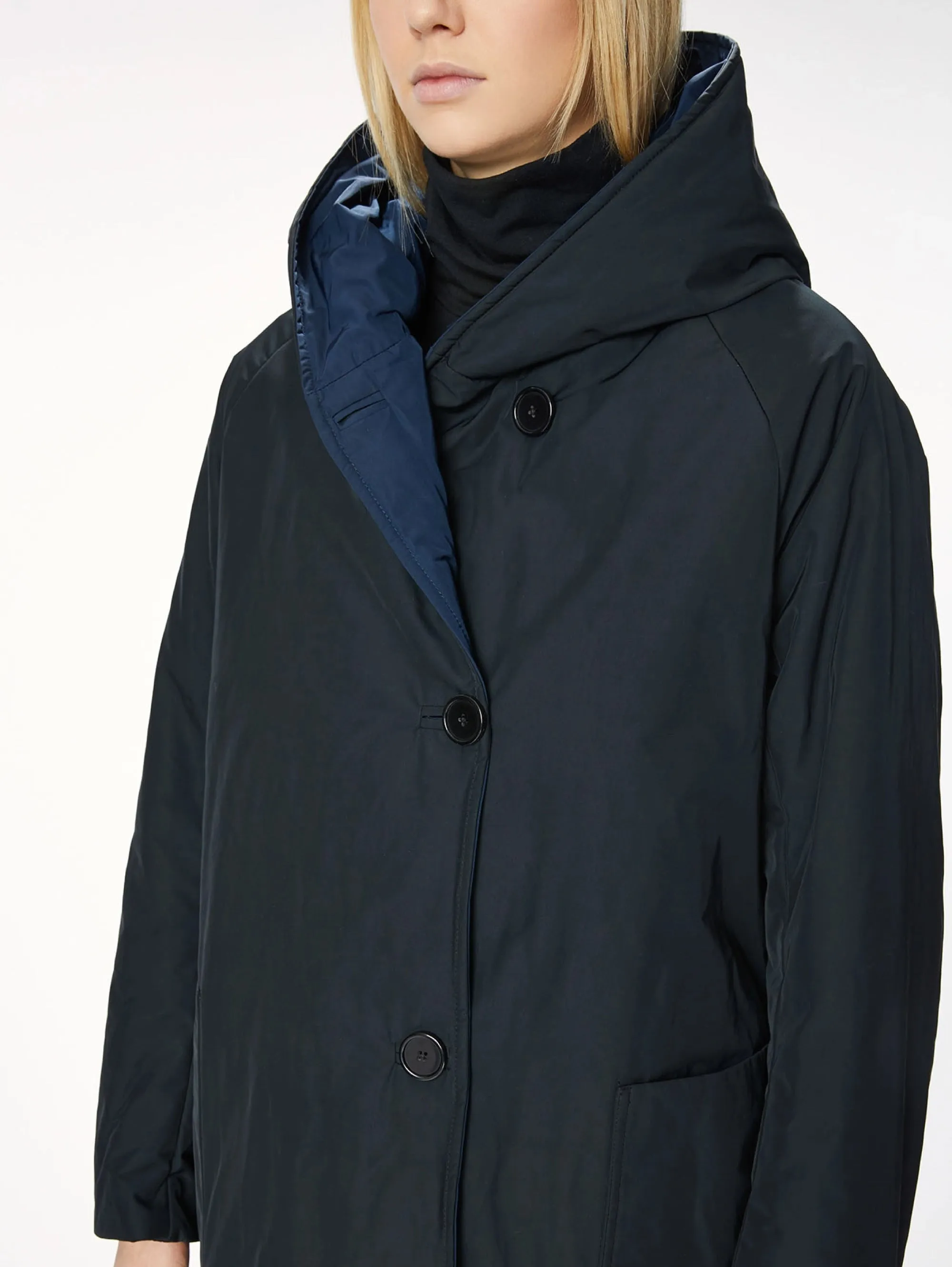Parka Reversibile in Nylon Memory Nero/Blu