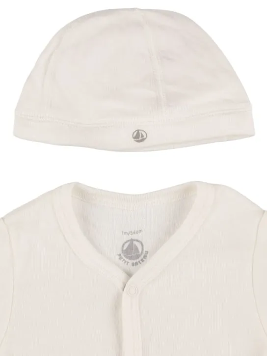 Petit Bateau   Cotton cardigan, bodysuit, pants &amp; hat 