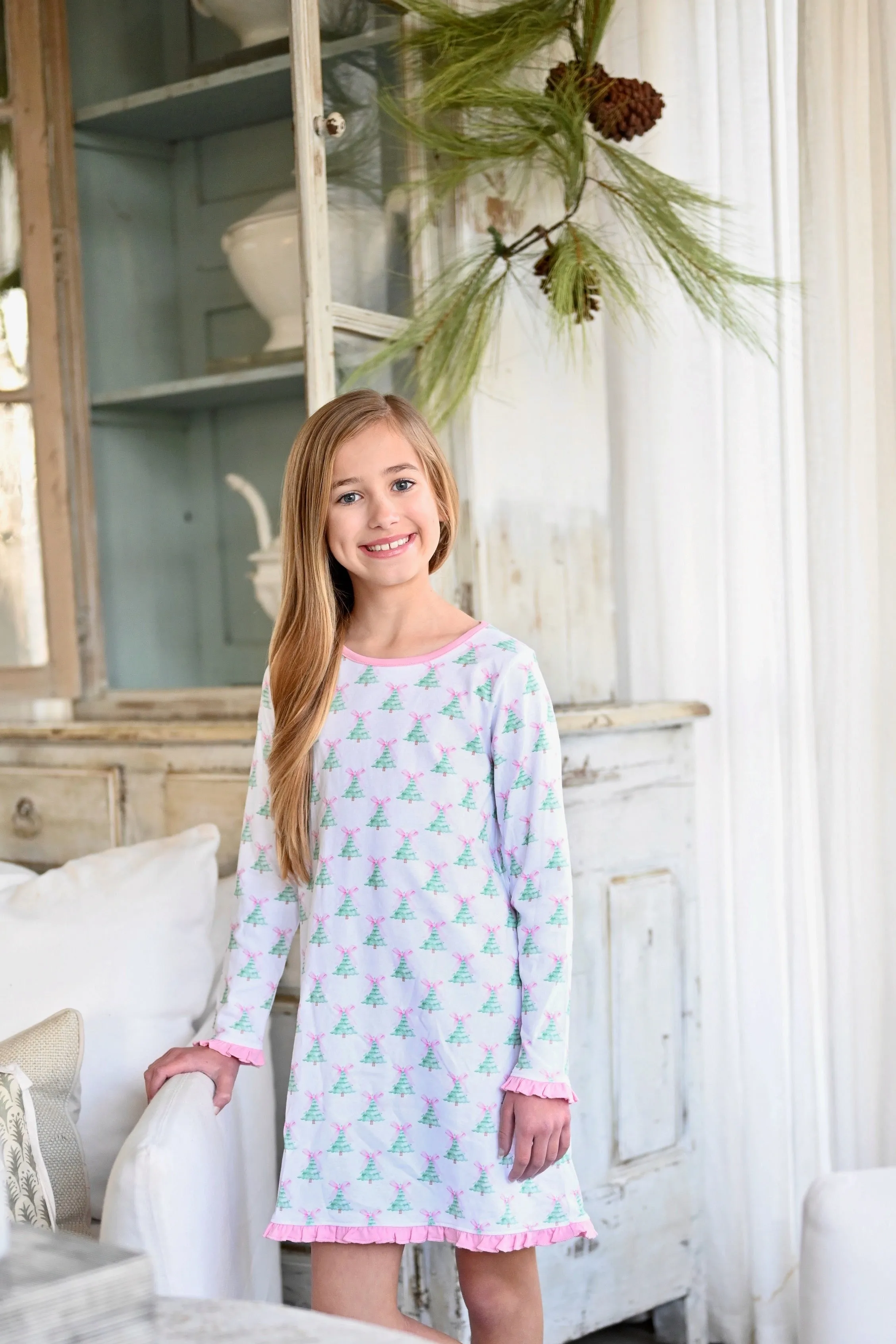 Pink Christmas Tree Knit Lounge Dress