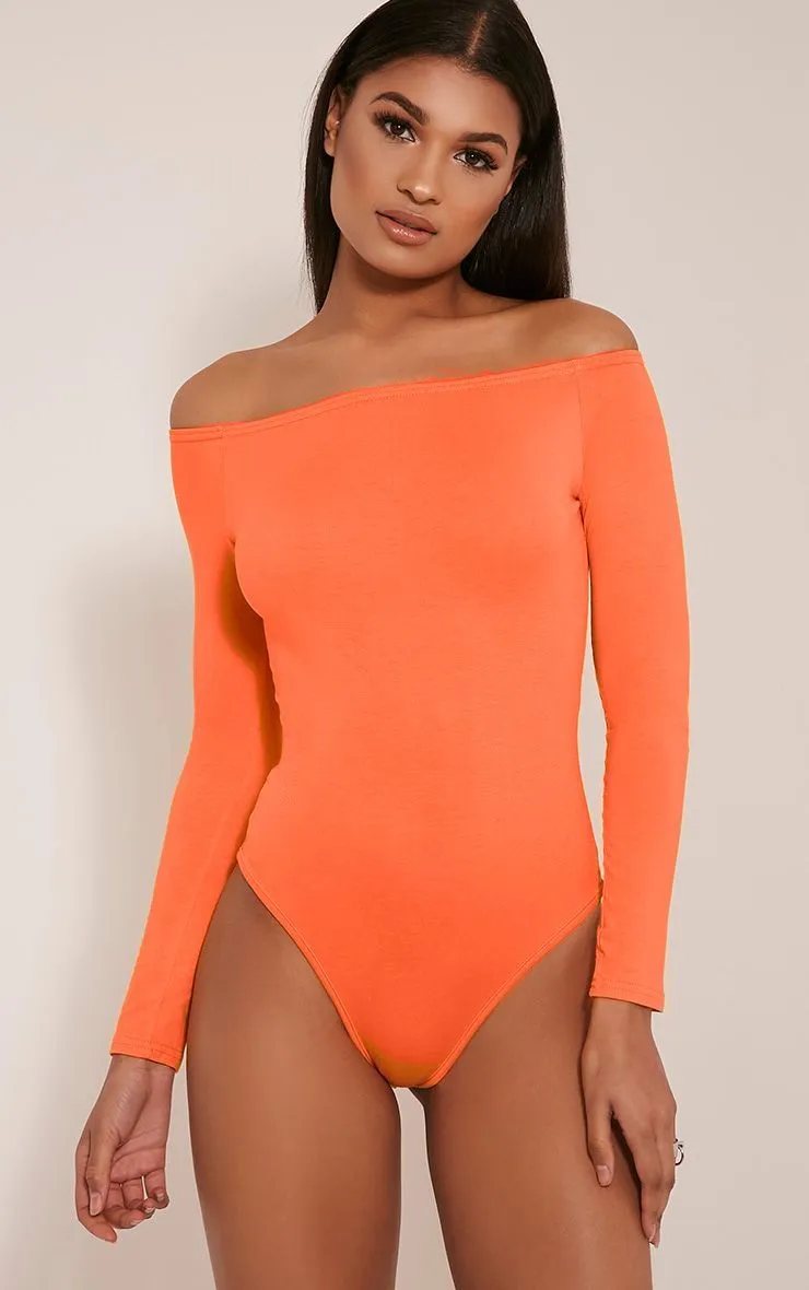 PrettyLittleThing Womens Burnt Orange Basic Bardot Bodysuit