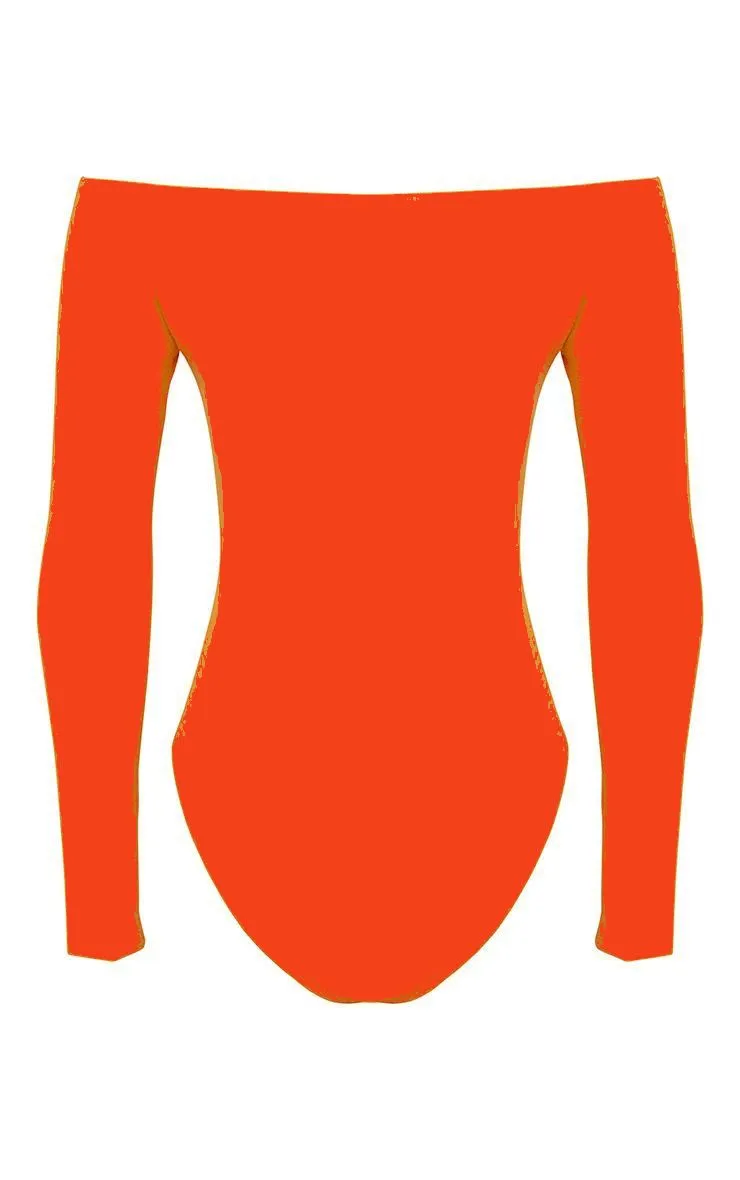 PrettyLittleThing Womens Burnt Orange Basic Bardot Bodysuit