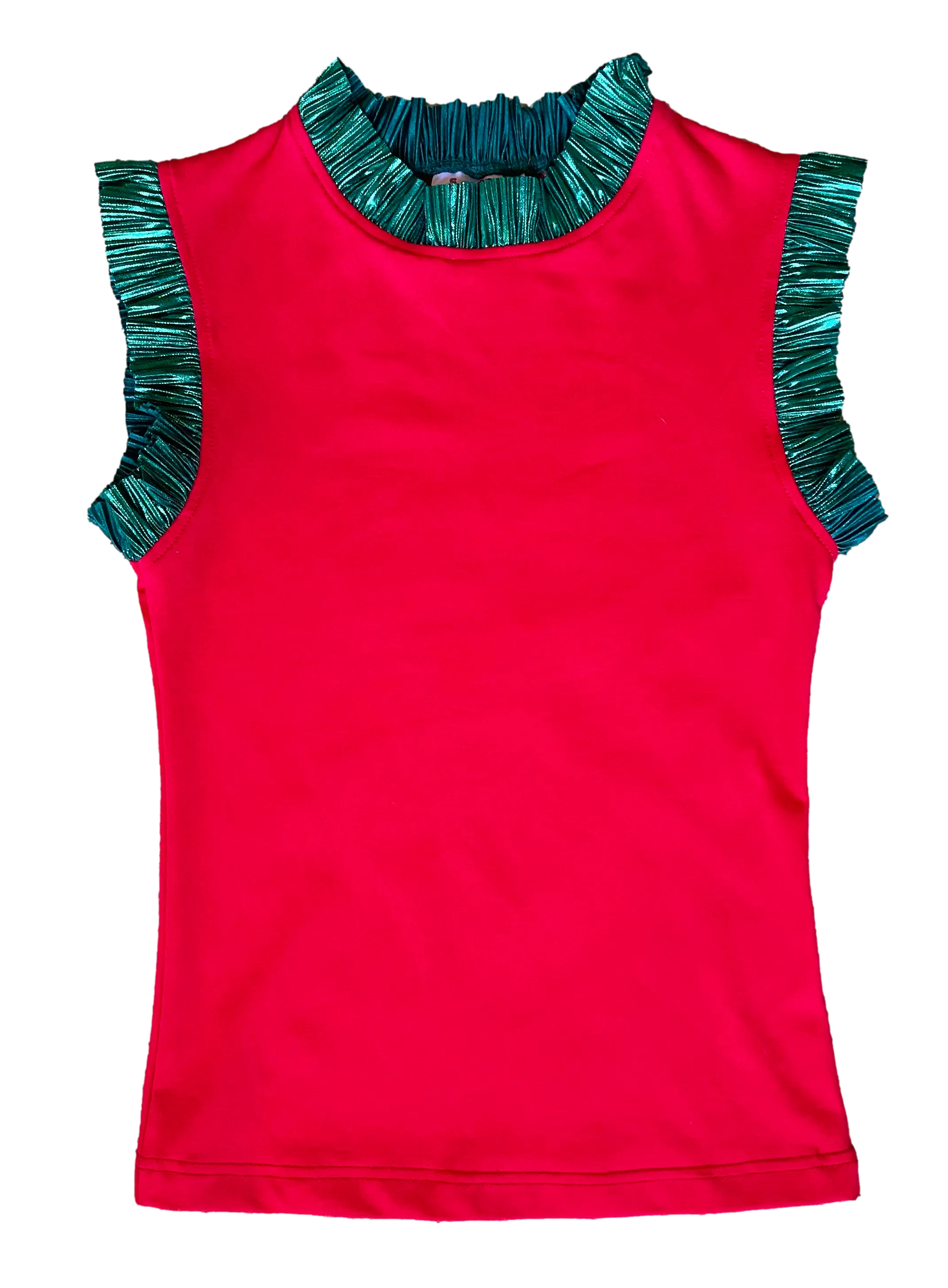 Ready to Ruffle Tank - Red w/ Green