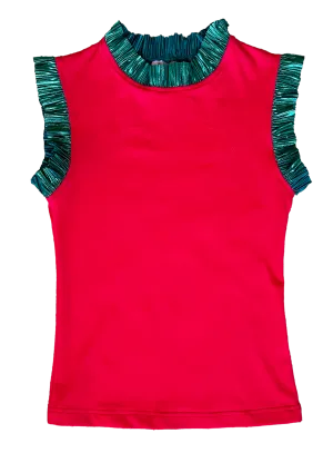 Ready to Ruffle Tank - Red w/ Green
