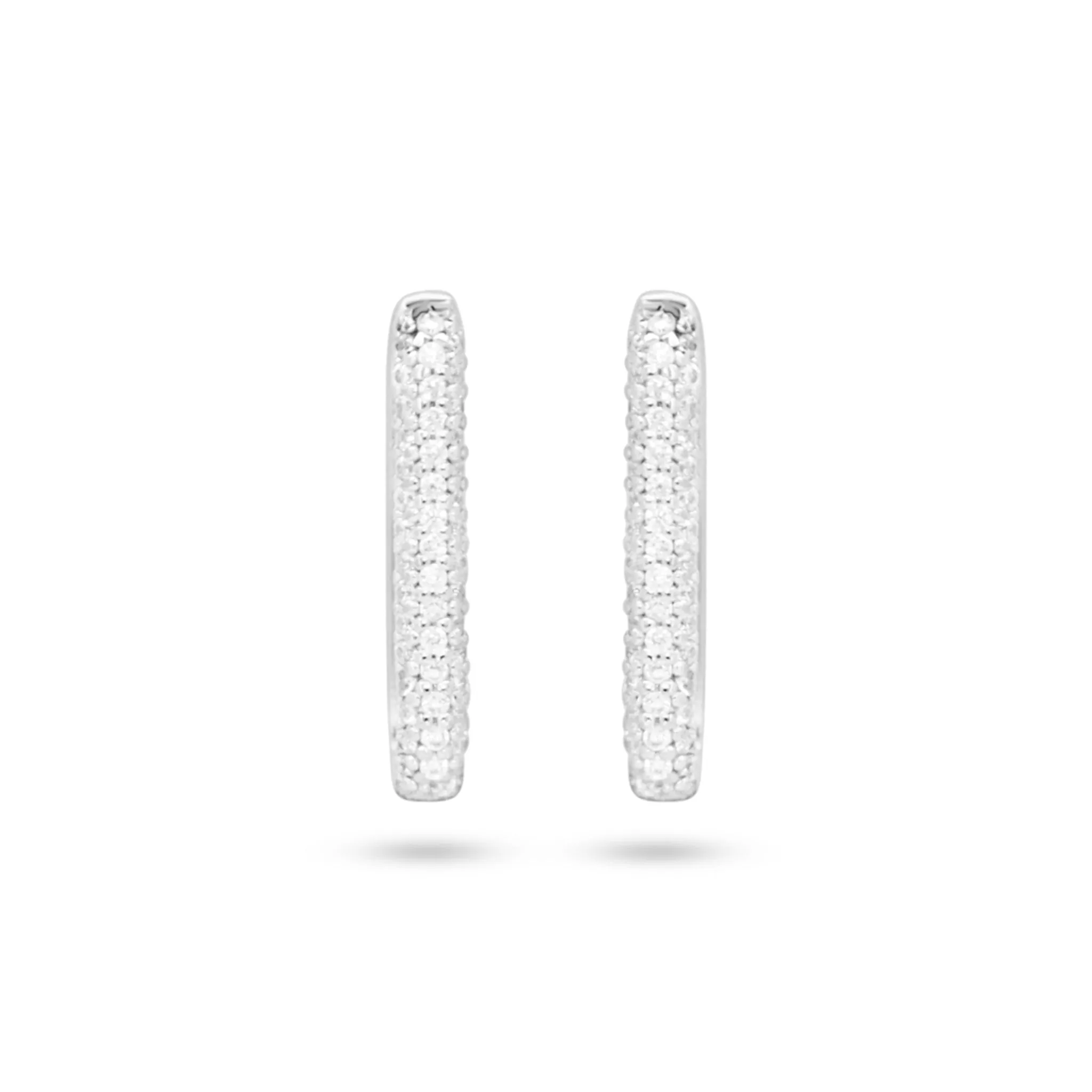 Rectangular Pave-Set Huggie Earrings