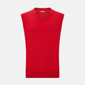 Red Cashmere V-Neck Vest