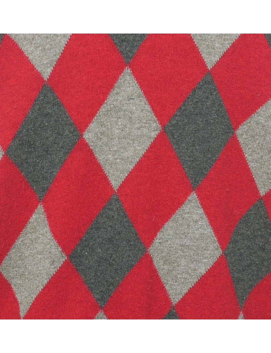 Red Harlequin Pattern Jumper - L