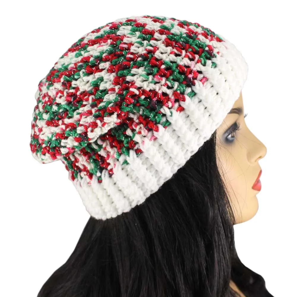 Red White Green Christmas Slouch Beanie Hat Medium/Large - JMCH38ML