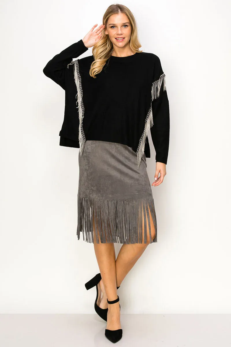 Rhinestone Fringe Crop Top