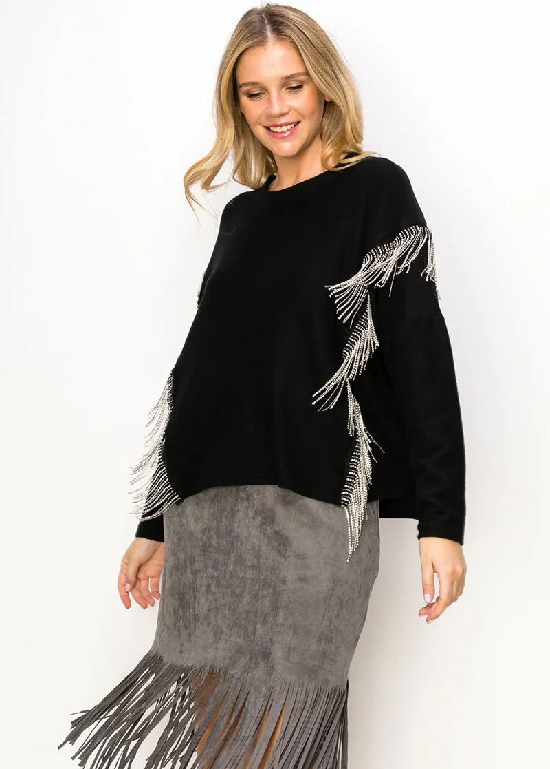 Rhinestone Fringe Crop Top