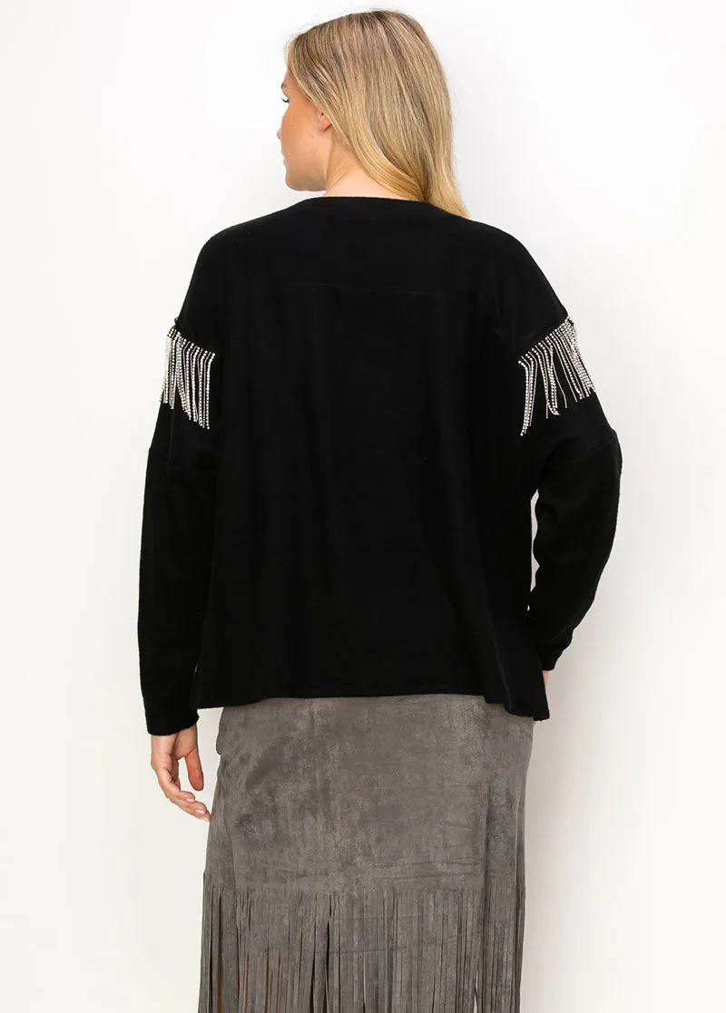 Rhinestone Fringe Crop Top