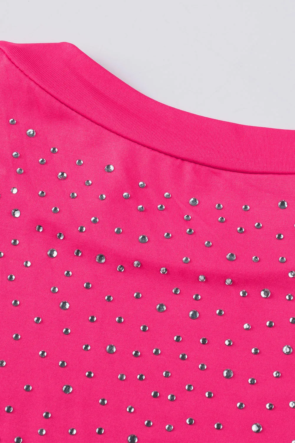 Rose Rhinestone Allover Round Neck Short Sleeve Bodysuit