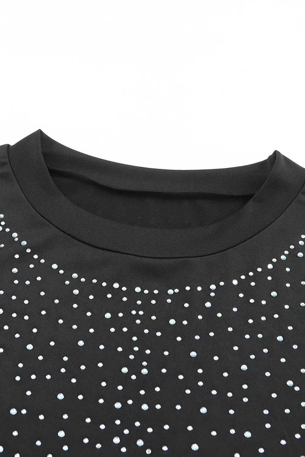 Rose Rhinestone Allover Round Neck Short Sleeve Bodysuit