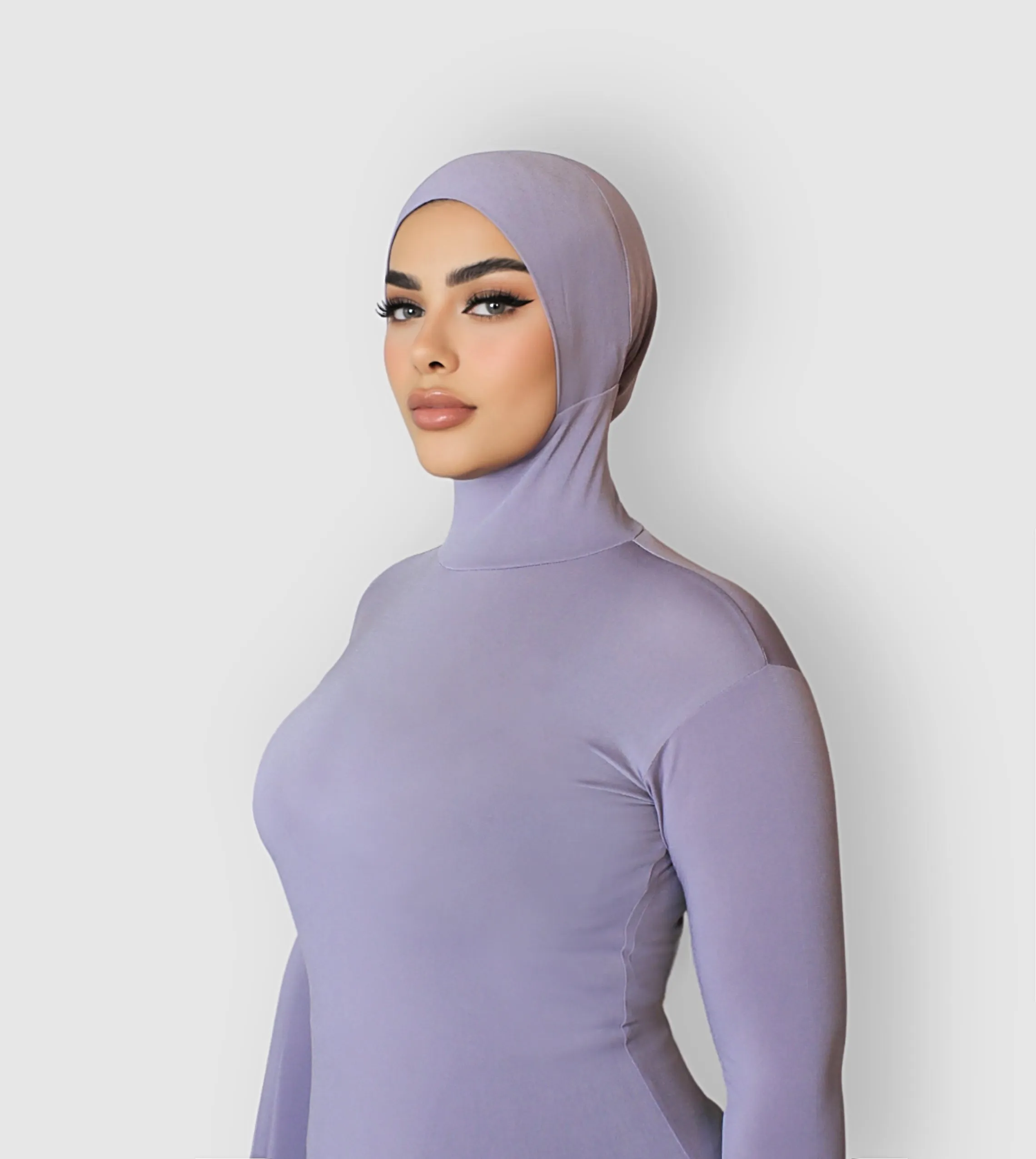 RUUQ Bodysuit Long Sleeve with Hijab Cap - Violet Mink