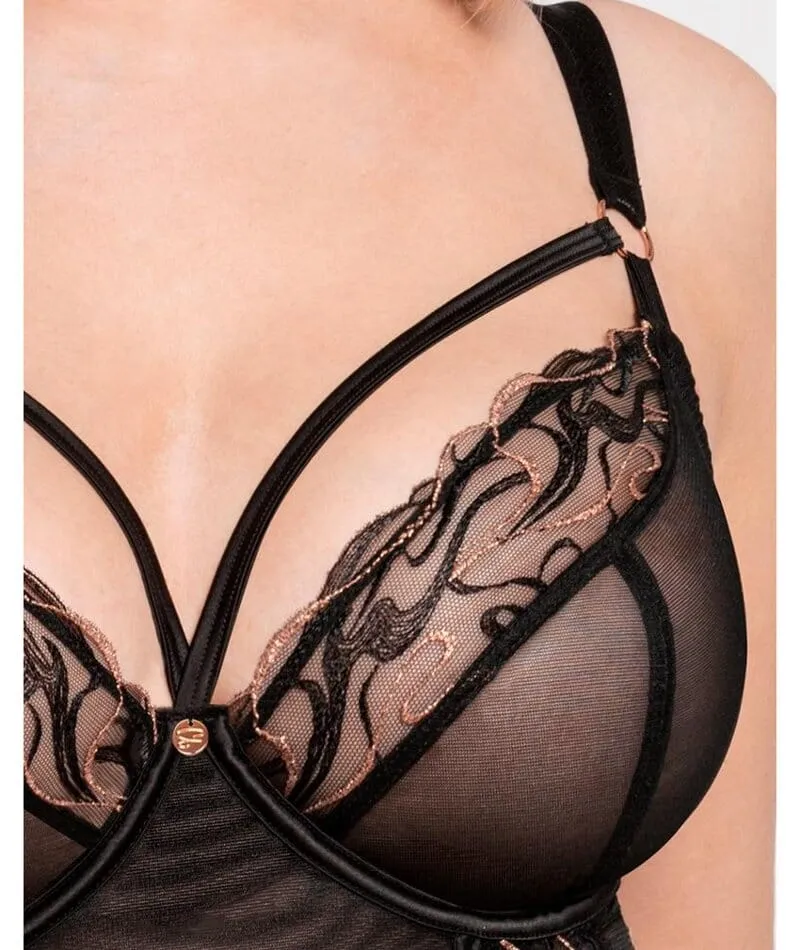 Scantilly Fascinate Plunge Basque - Black