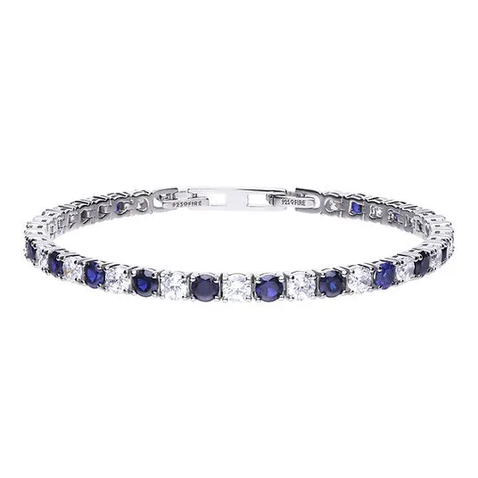 Silver Sparkling Blue Tennis Bracelet