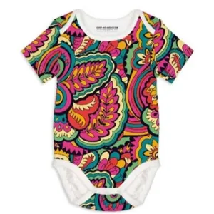 Sleep-No-More That 70's Pattern Short Sleeve Bodysuit