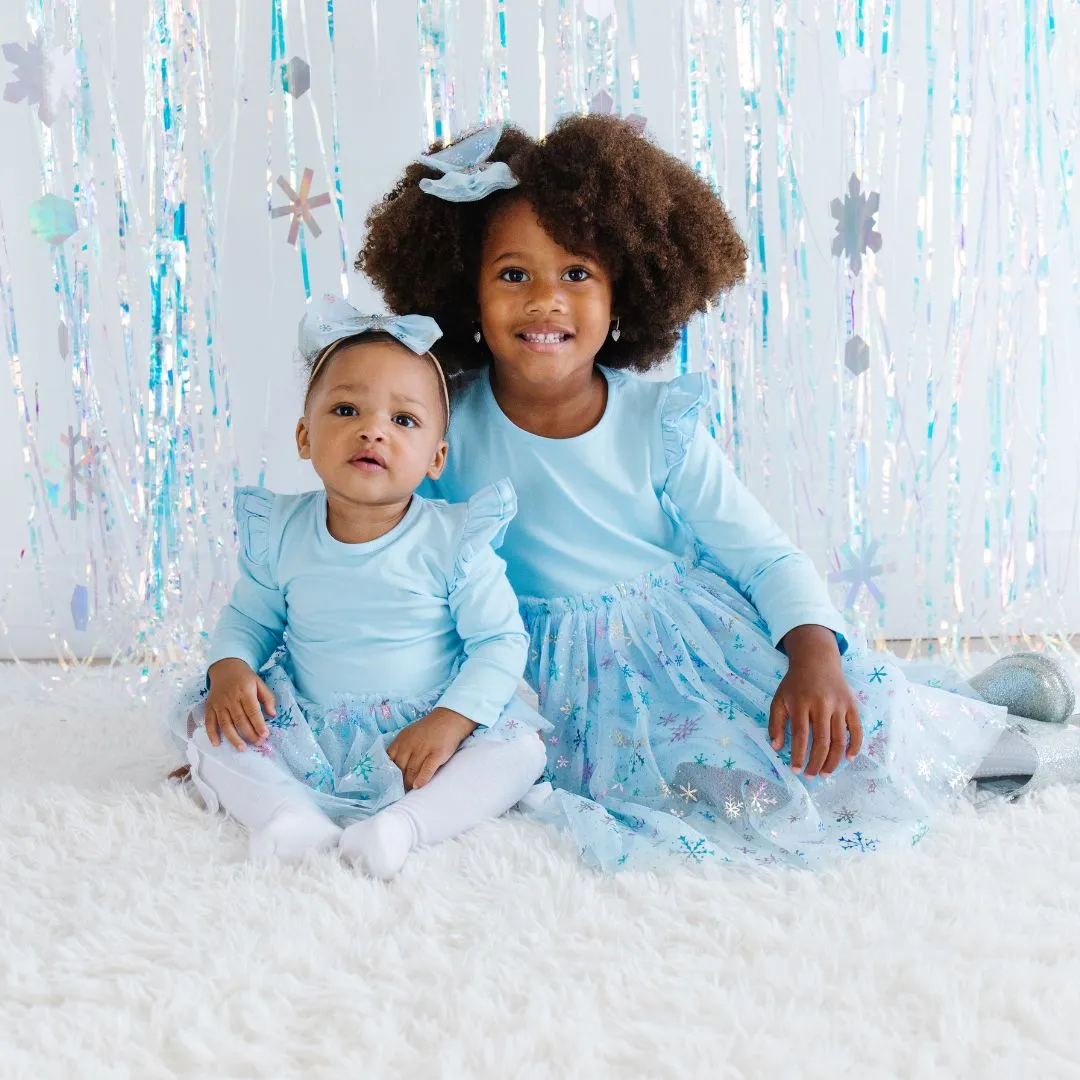 Snow Princess Iridescent Long Sleeve Tutu Bodysuit