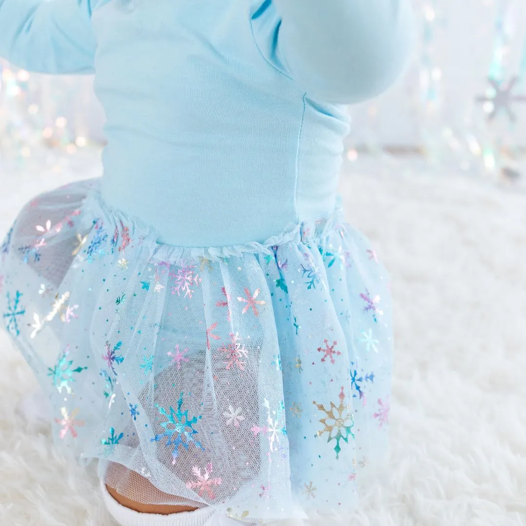 Snow Princess Iridescent Long Sleeve Tutu Bodysuit