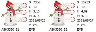 Snowflakes and Snowmen Monogram Letter E