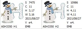 Snowflakes and Snowmen Monogram Letter H
